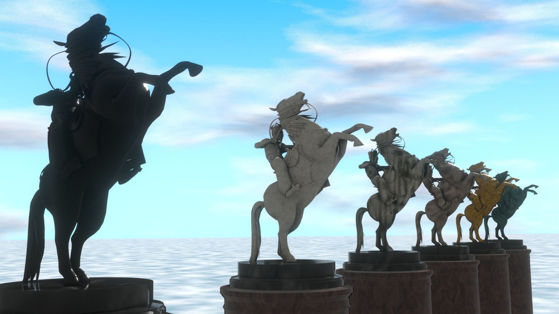 Rider Statue 3D model_4