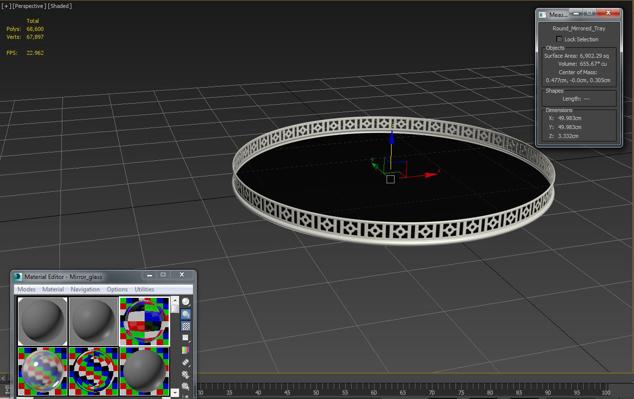 Round Mirror Tray 3D model_1