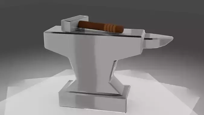 Low poly Anvil metal hammer
