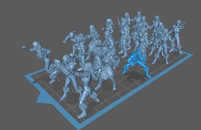 Fantasy Football Female complete team 01 3D print model