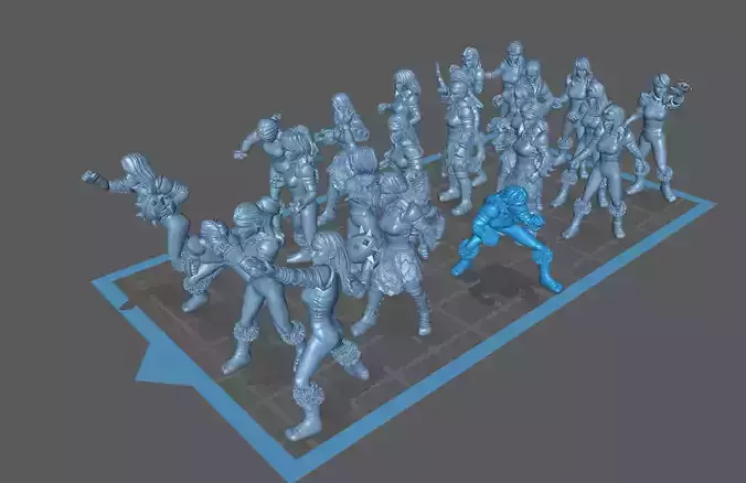 Fantasy Football Female complete team 01 3D print model