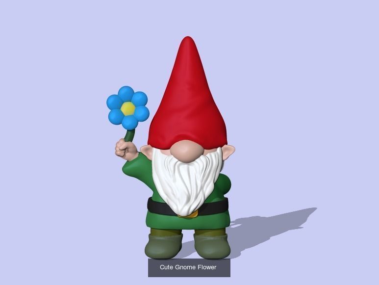 Gnomes gnome holding flower 3D Model Collection_2
