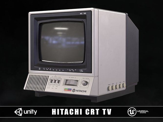 Retro 80s Hitachi CRT TV Low-poly 3D model