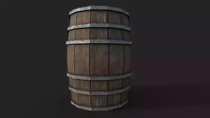 Low poly barrel 3d Model wooden