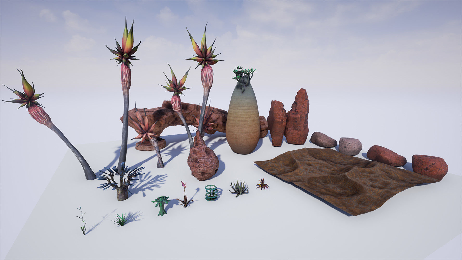 Alien Planet Fantasy Environment - Desert Oasis UE4 Low-poly 3D model_17