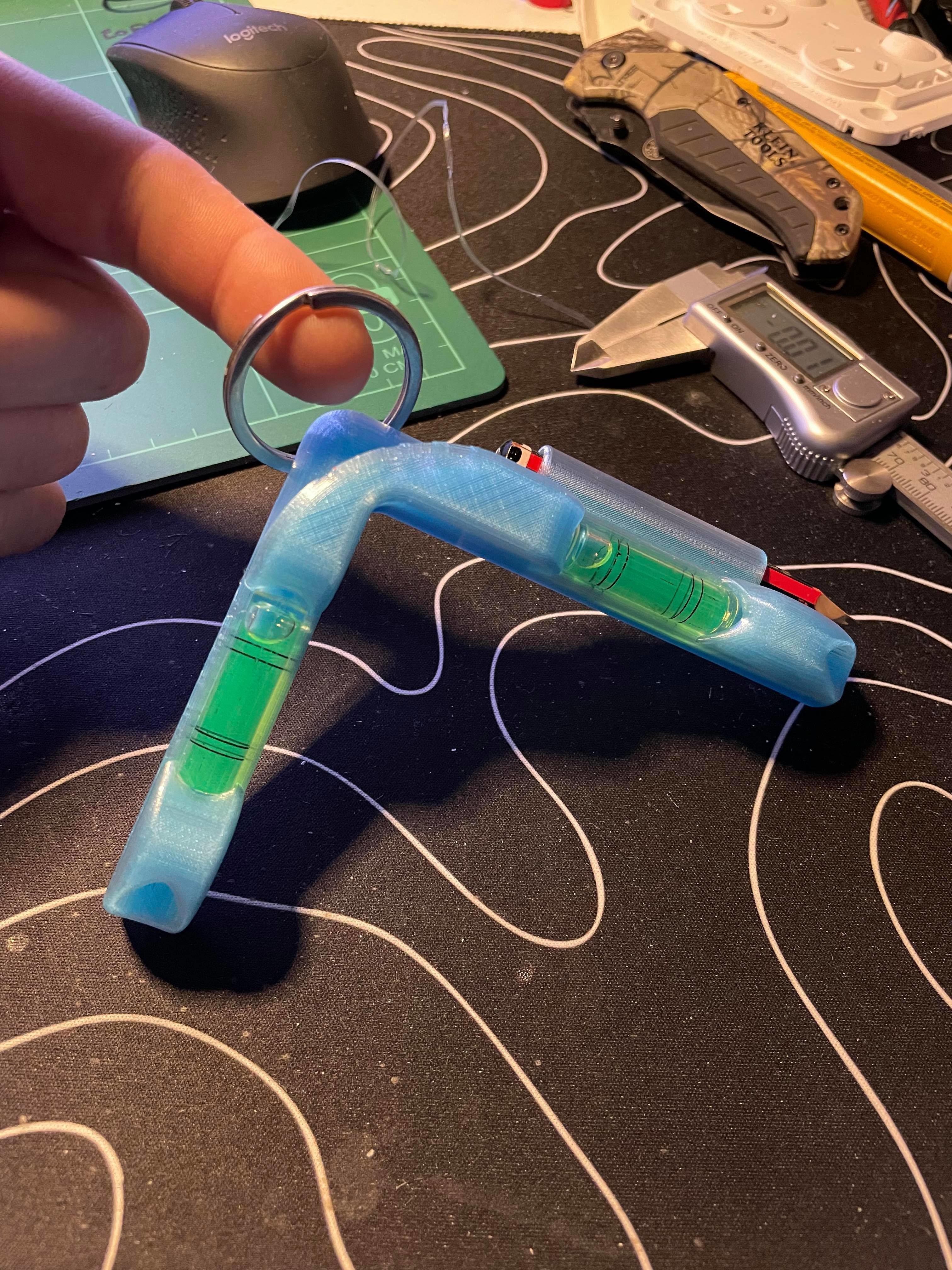 K R L level toy on wooden table 3D print model_3