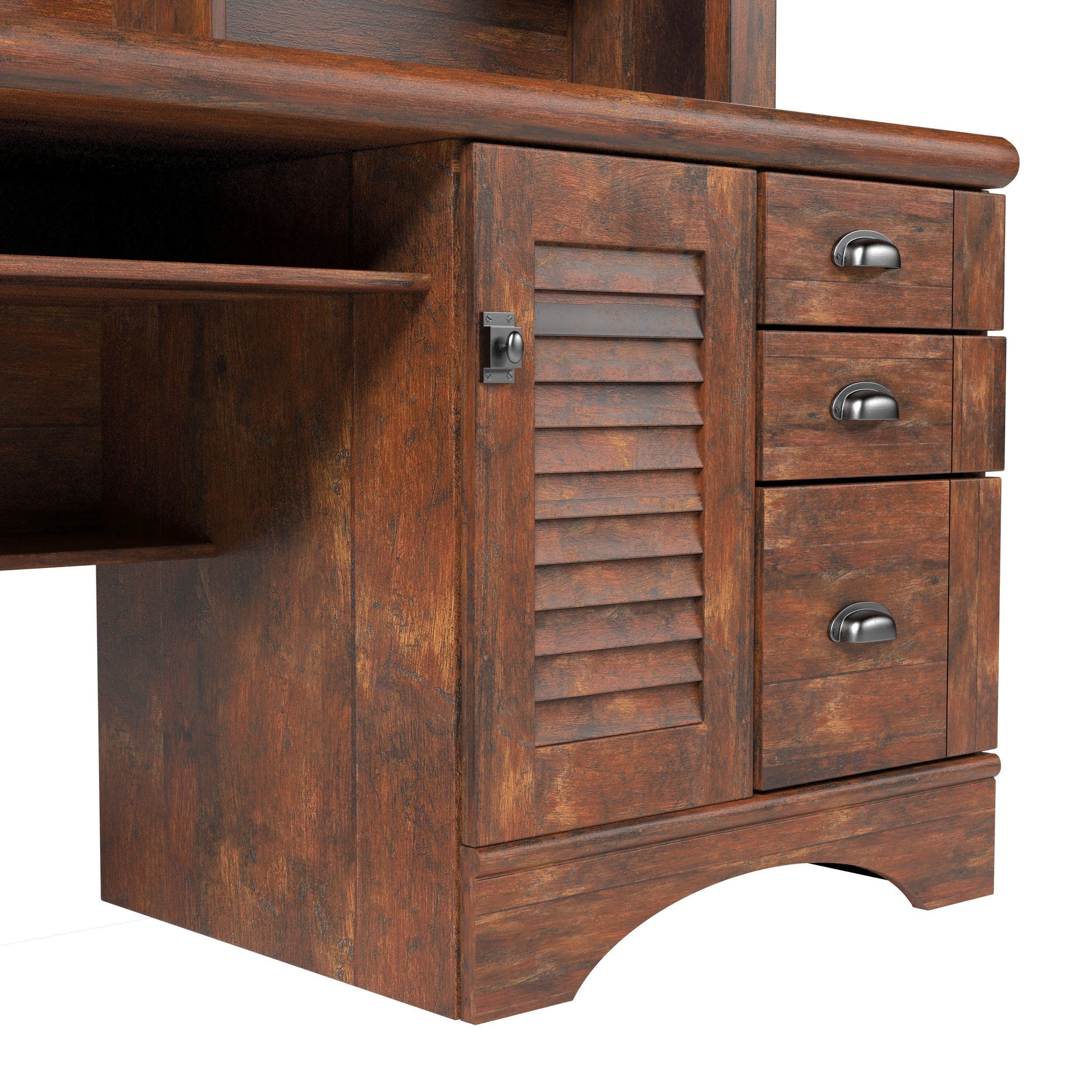 Table04 computer desk with drawers and hutch 3D model_2