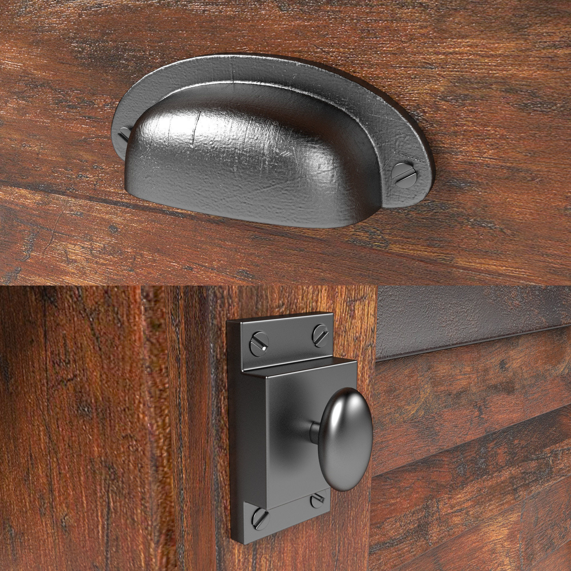 Table04 computer desk with drawers and hutch 3D model_8