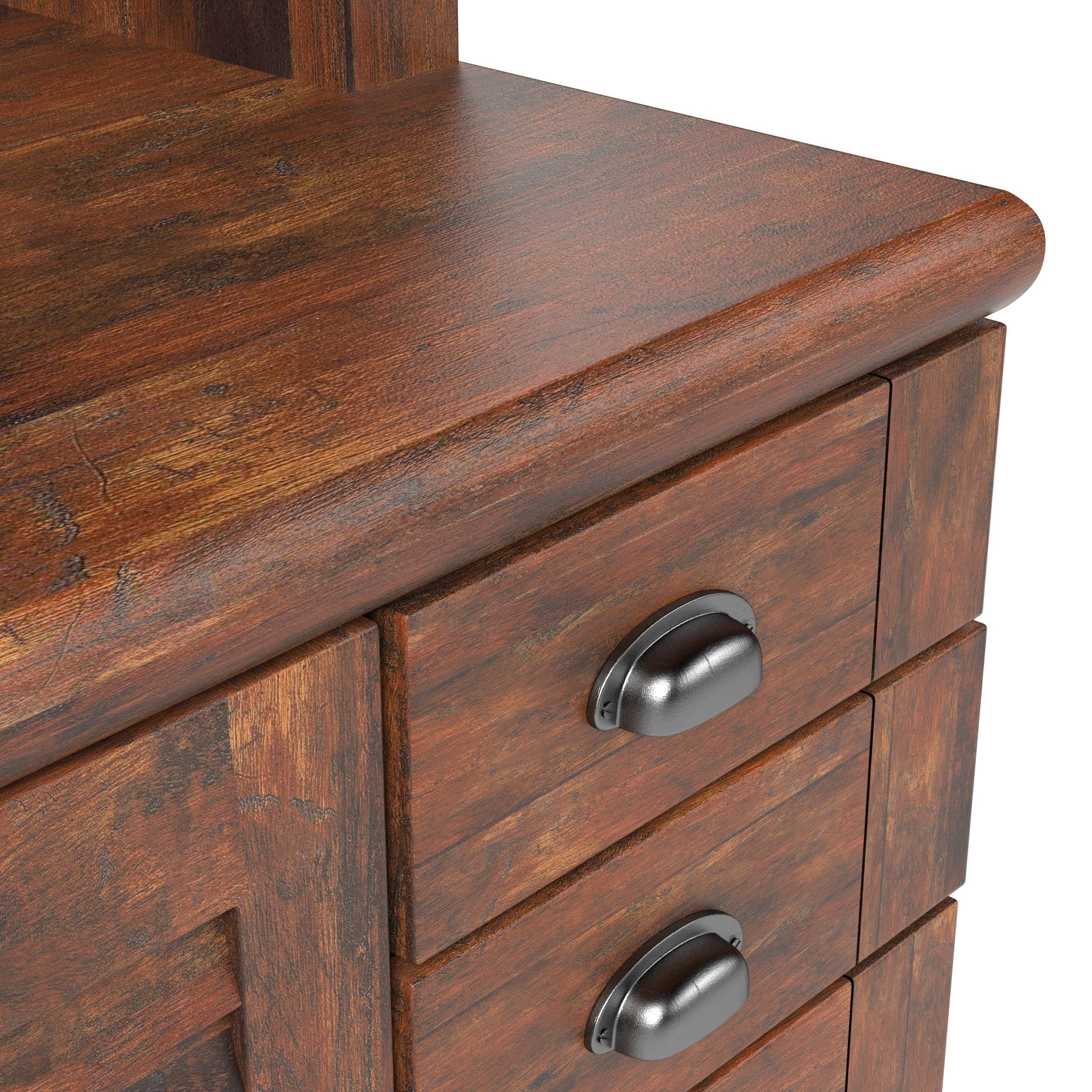 Table04 computer desk with drawers and hutch 3D model_6