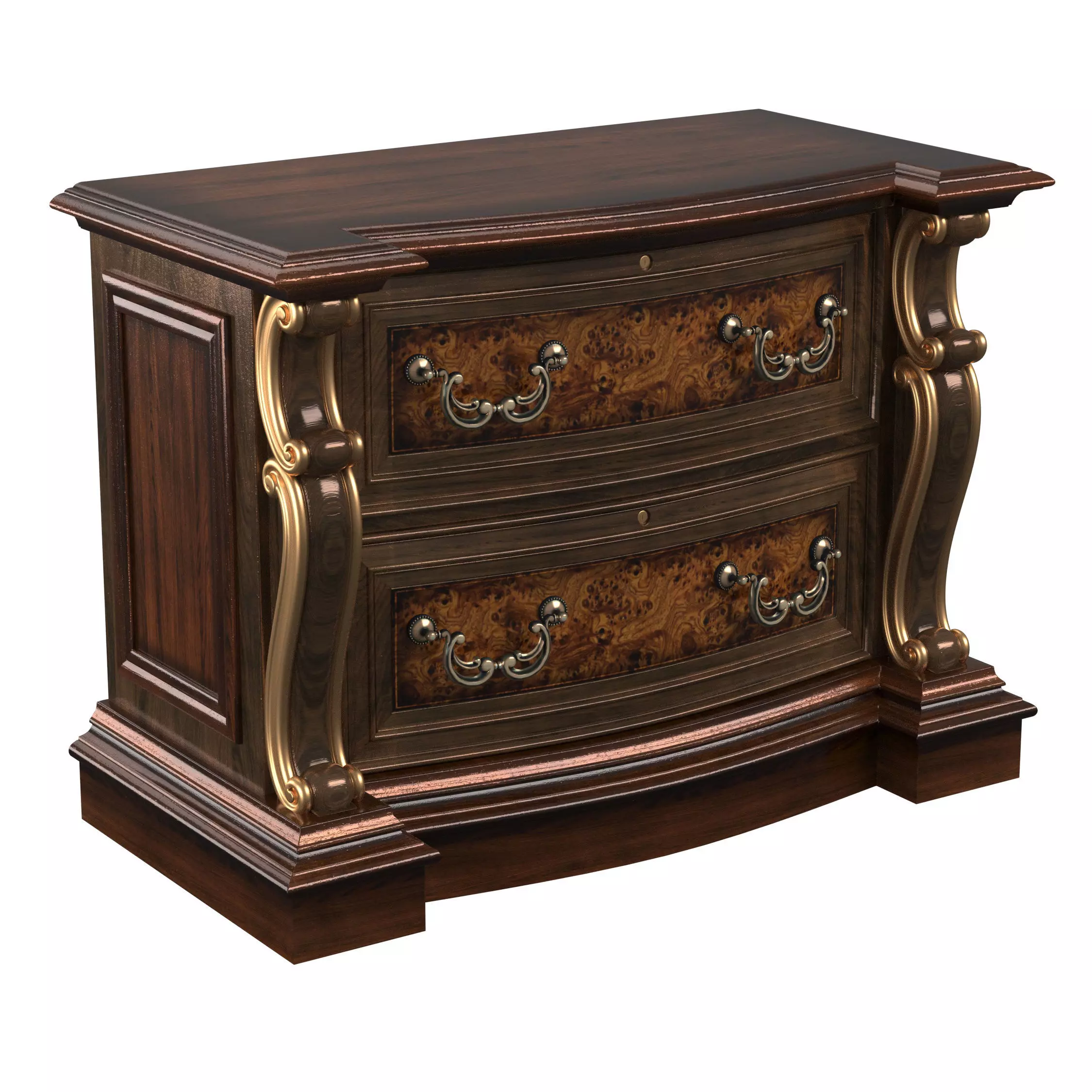 Table06 ornate nightstand with two drawers 3D model
