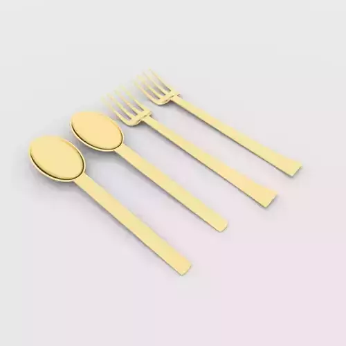 Spoon three gold spoons and forks