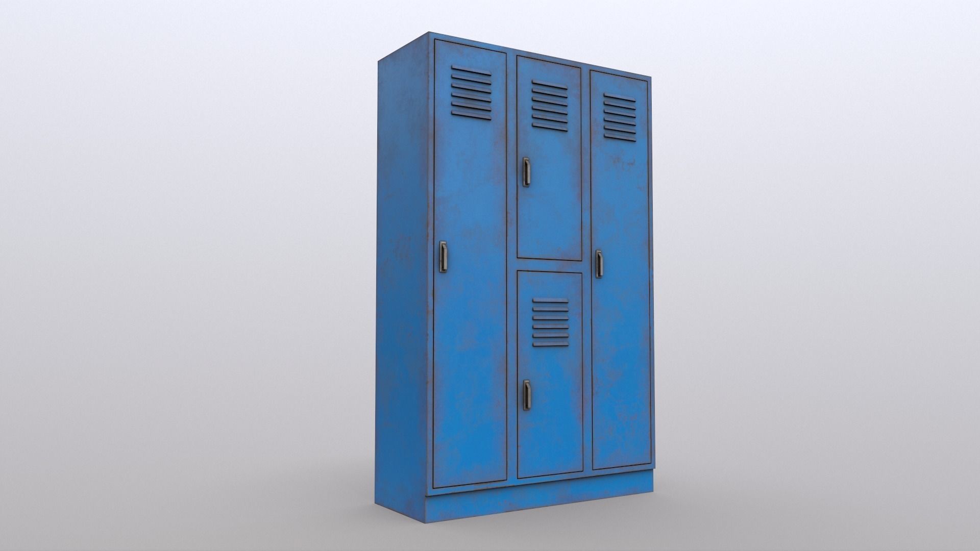 PBR School Gym Locker 05 - Blue Light Low-poly 3D model_9