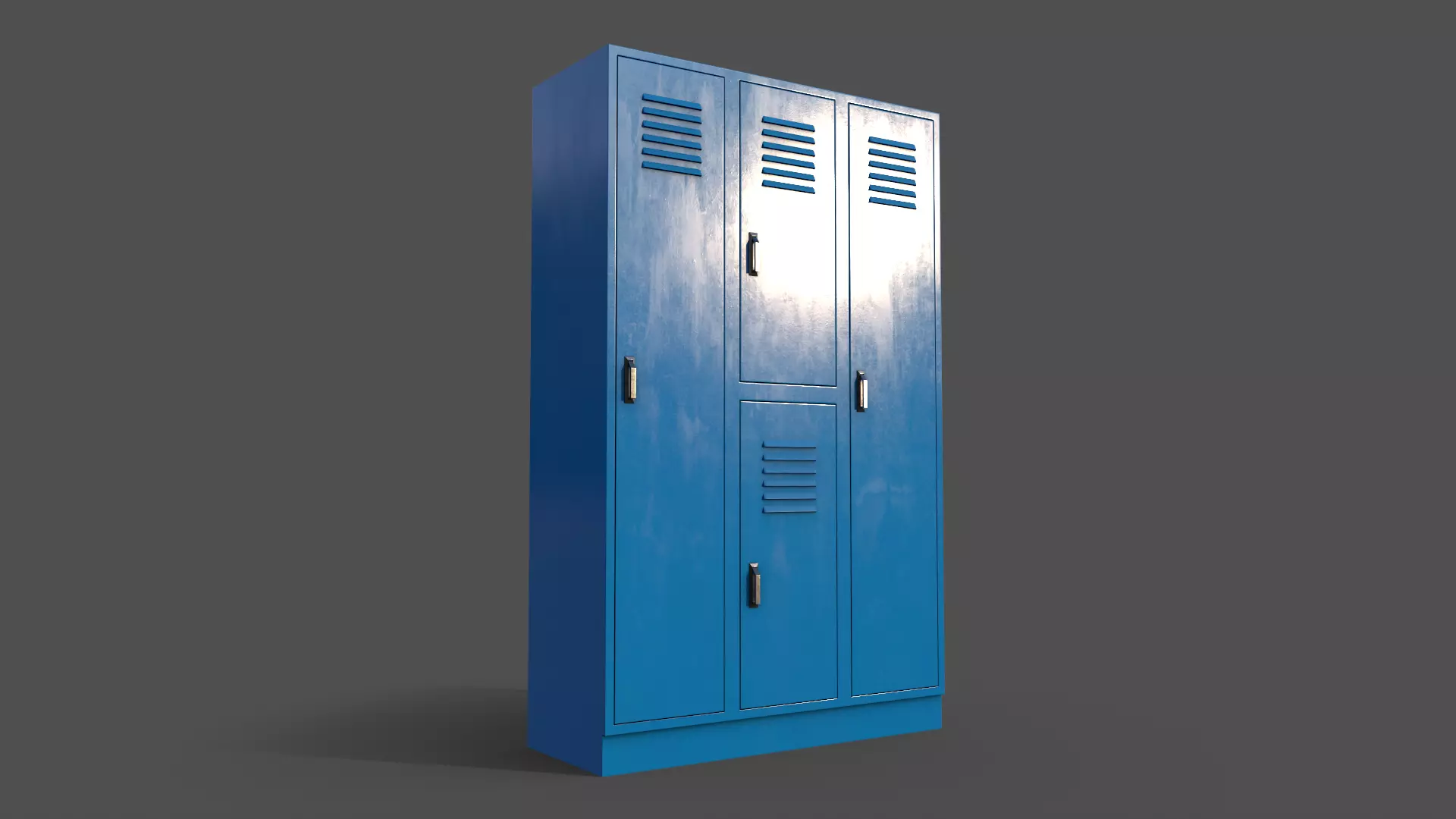 PBR School Gym Locker 05 - Blue Light Low-poly 3D model_0