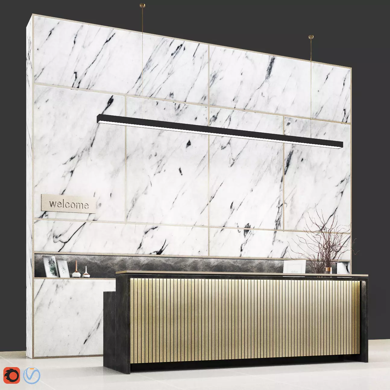 Reception06 modern reception desk design Low-poly 3D model