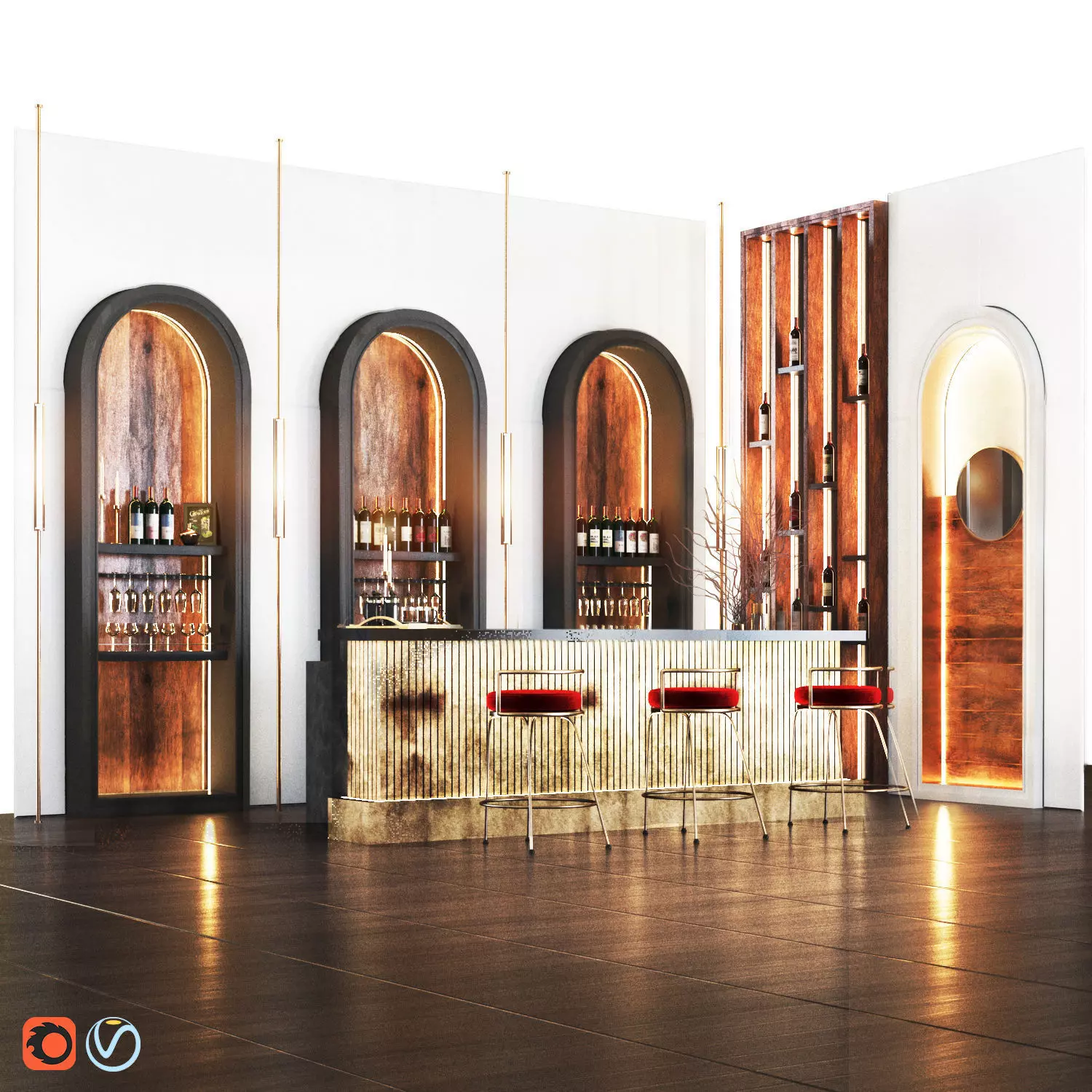 Cafe02 bar in modern style Low-poly 3D model_0