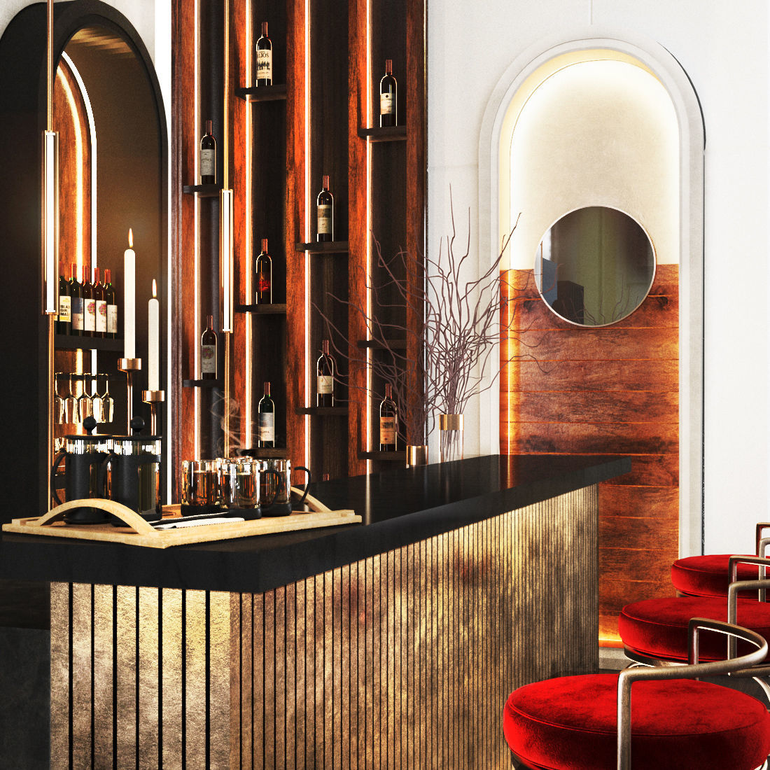 Cafe02 bar in modern style Low-poly 3D model_3