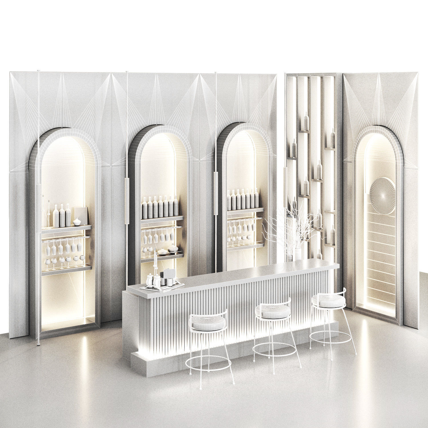 Cafe02 bar in modern style Low-poly 3D model_4