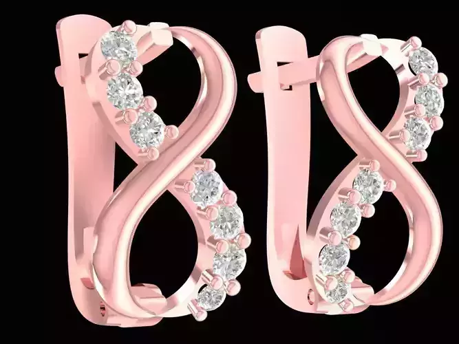 Infinity Loop Diamond Earrings Jewelry 3D Model 2249
