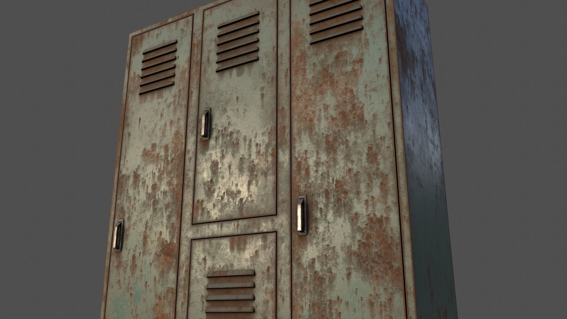 PBR School Gym Locker 05 - Green Light Low-poly 3D model_19
