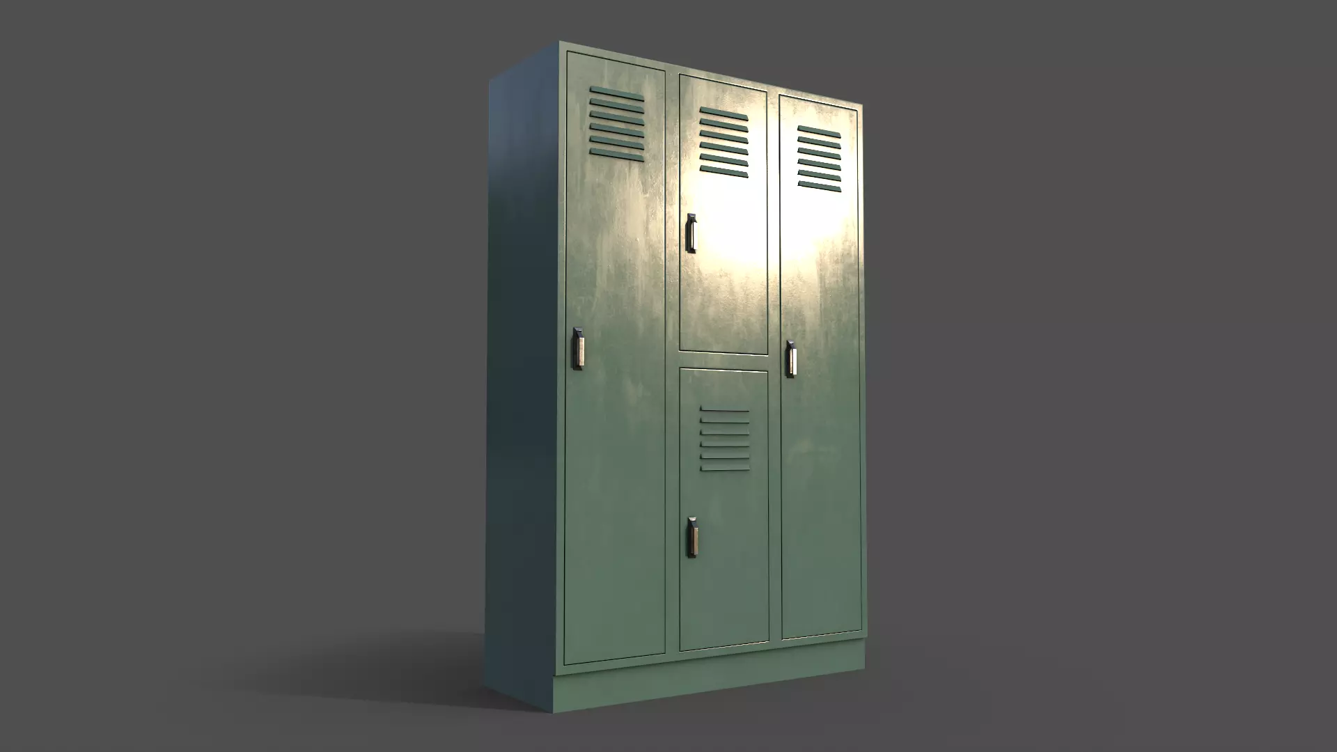 PBR School Gym Locker 05 - Green Light Low-poly 3D model_0