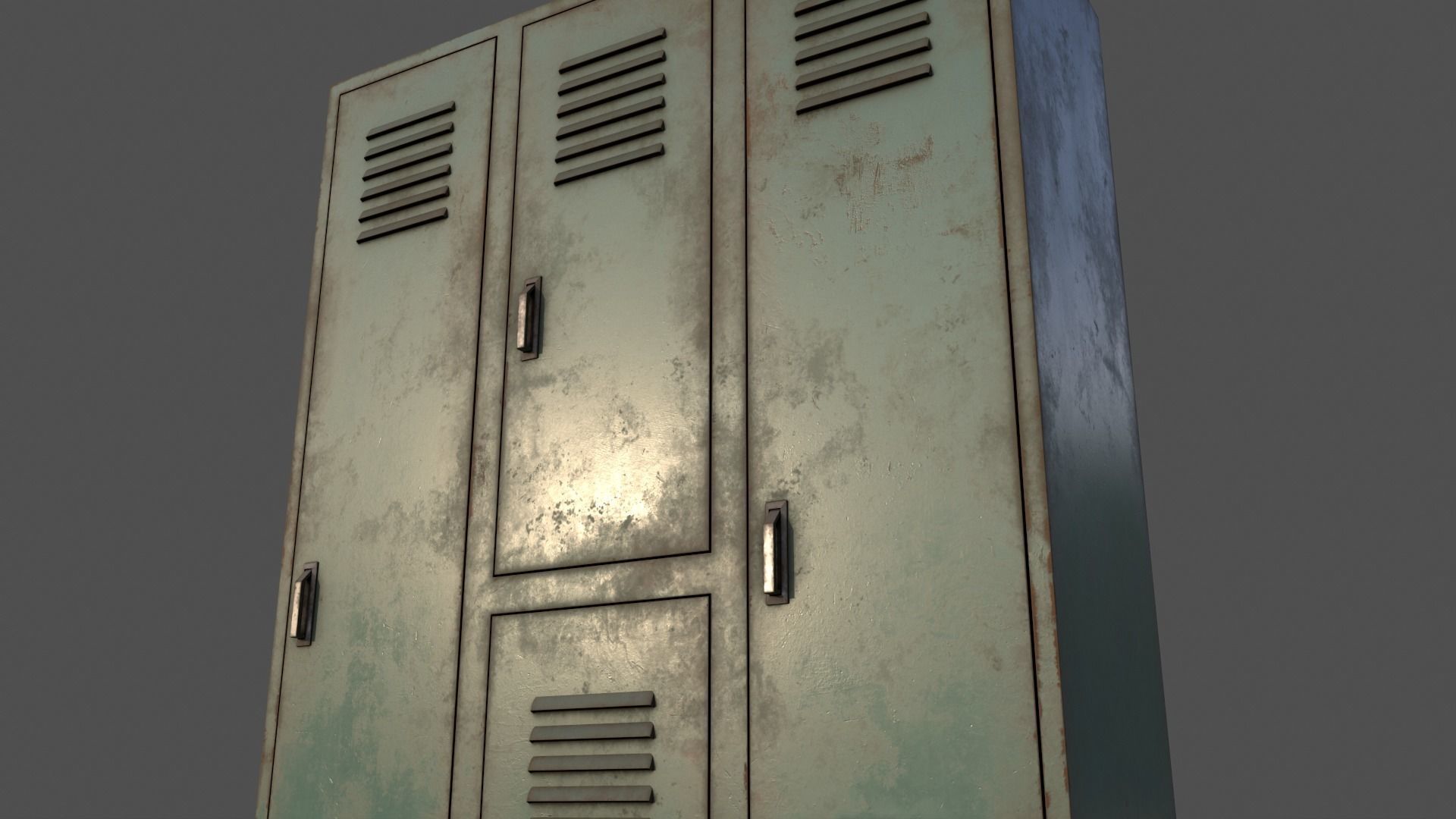 PBR School Gym Locker 05 - Green Light Low-poly 3D model_18