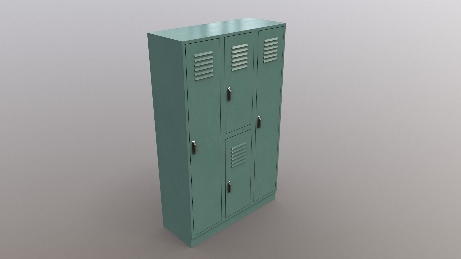 PBR School Gym Locker 05 - Green Light Low-poly 3D model_11