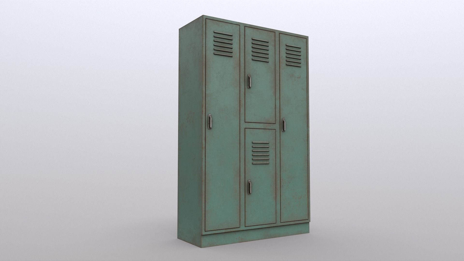 PBR School Gym Locker 05 - Green Light Low-poly 3D model_9