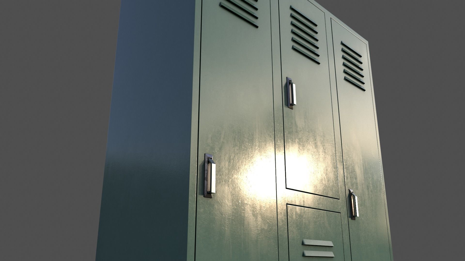 PBR School Gym Locker 05 - Green Light Low-poly 3D model_14