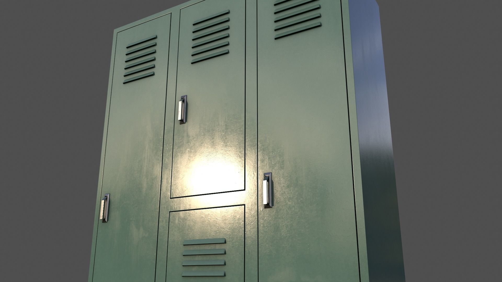 PBR School Gym Locker 05 - Green Light Low-poly 3D model_17
