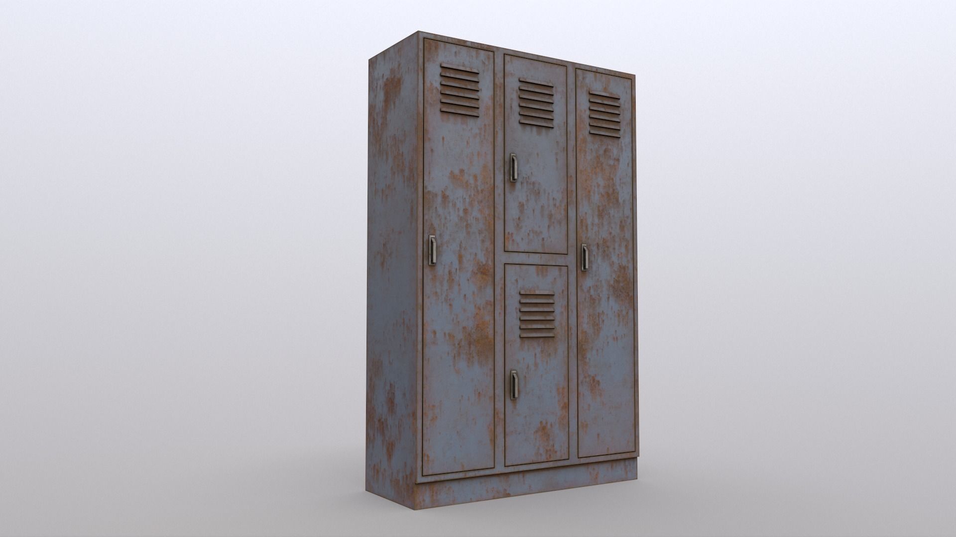 PBR School Gym Locker 05 - Grey Low-poly 3D model_10