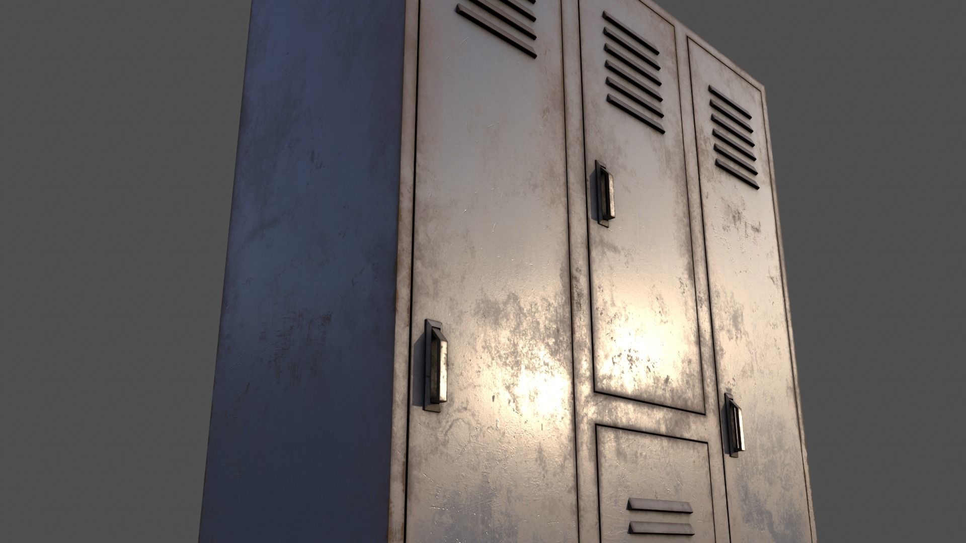 PBR School Gym Locker 05 - Grey Low-poly 3D model_15