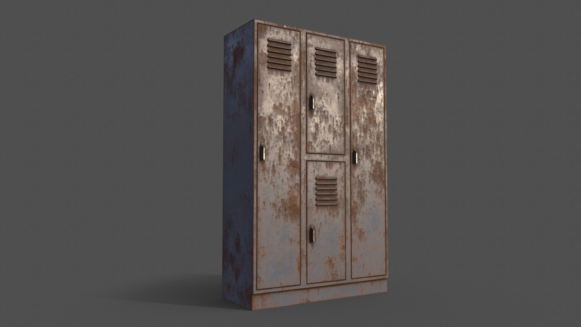 PBR School Gym Locker 05 - Grey Low-poly 3D model_4