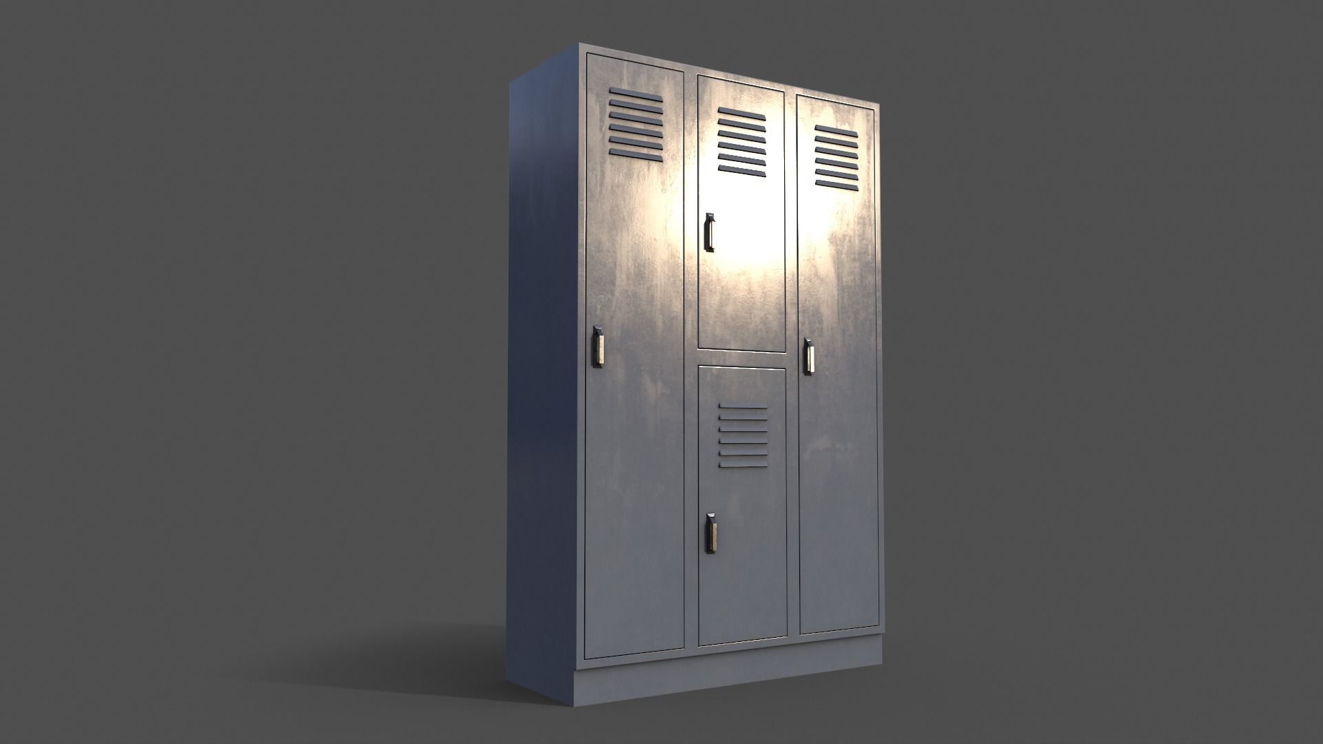 PBR School Gym Locker 05 - Grey Low-poly 3D model_2