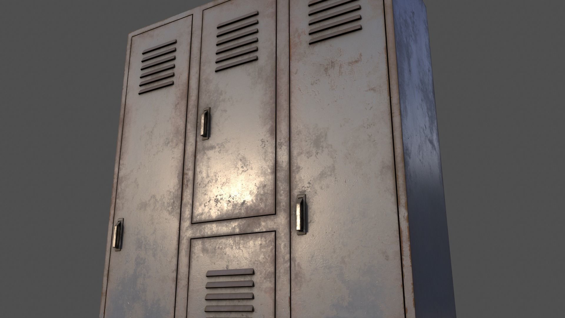 PBR School Gym Locker 05 - Grey Low-poly 3D model_18