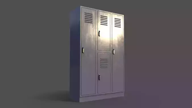 PBR School Gym Locker 05 - Grey Low-poly 3D model