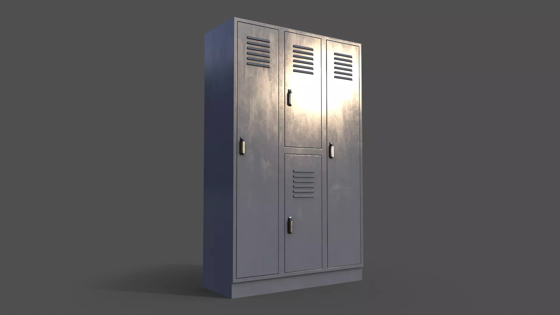 PBR School Gym Locker 05 - Grey Low-poly 3D model_0
