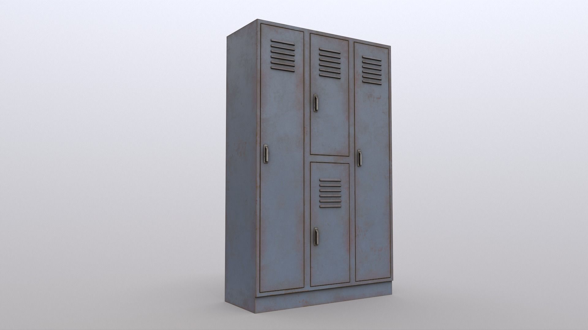 PBR School Gym Locker 05 - Grey Low-poly 3D model_9