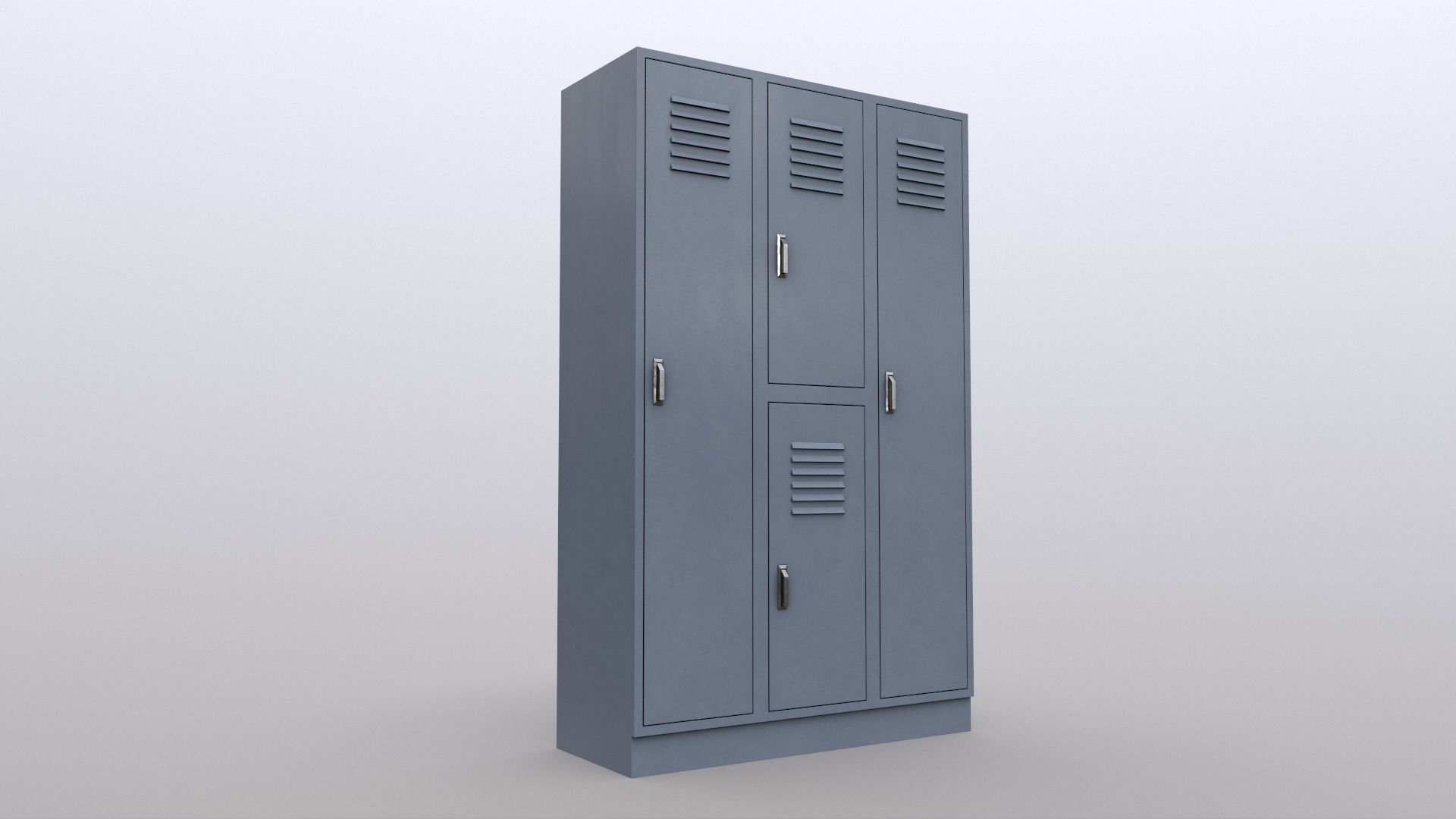 PBR School Gym Locker 05 - Grey Low-poly 3D model_8