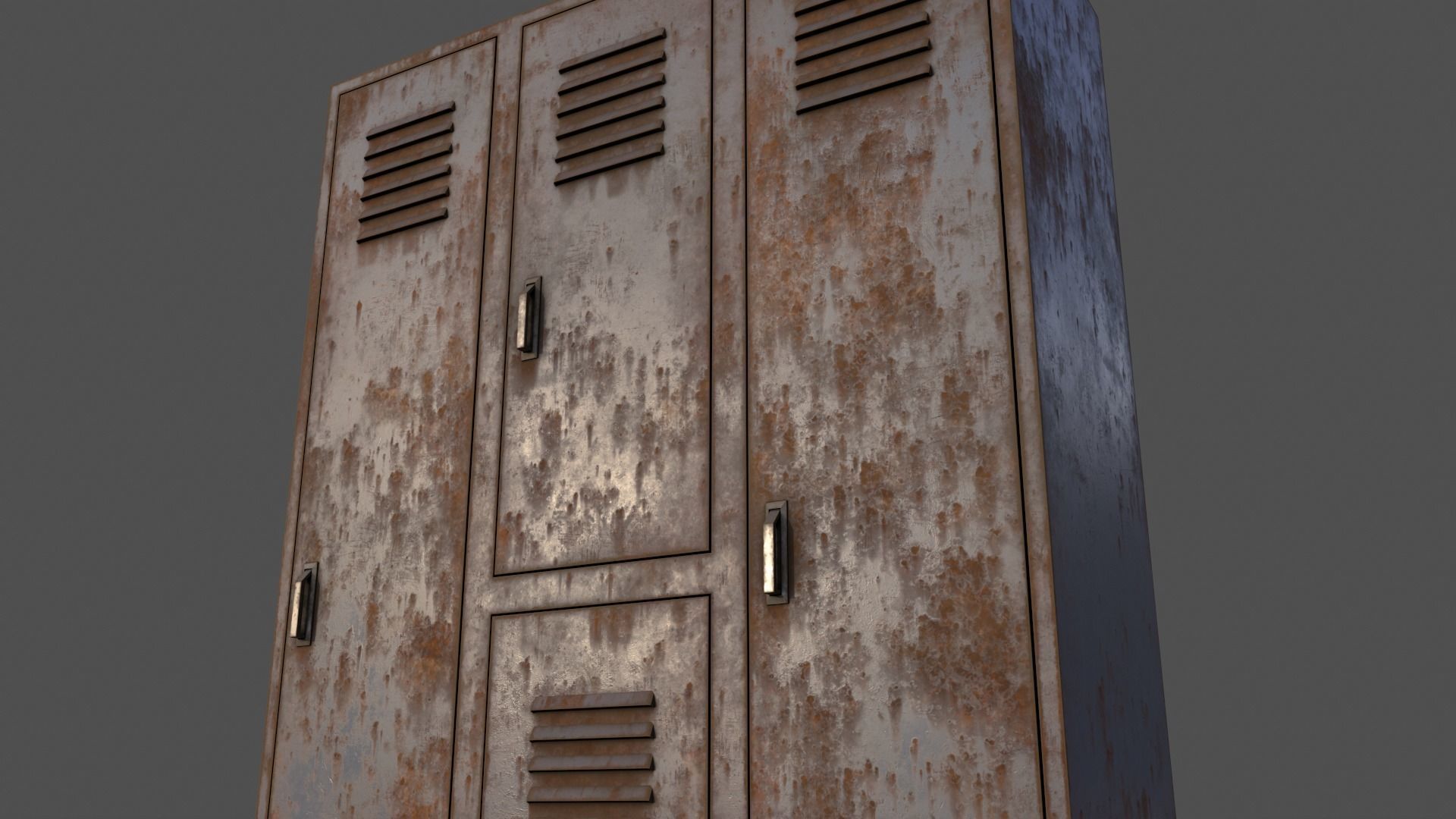 PBR School Gym Locker 05 - Grey Low-poly 3D model_19