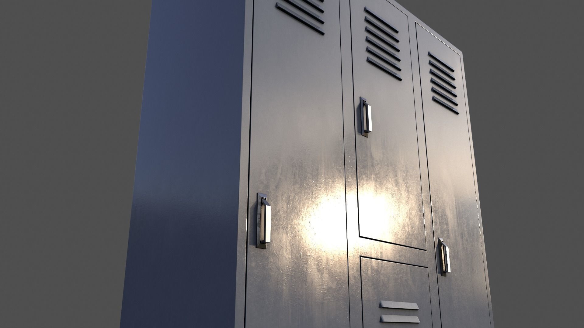 PBR School Gym Locker 05 - Grey Low-poly 3D model_14