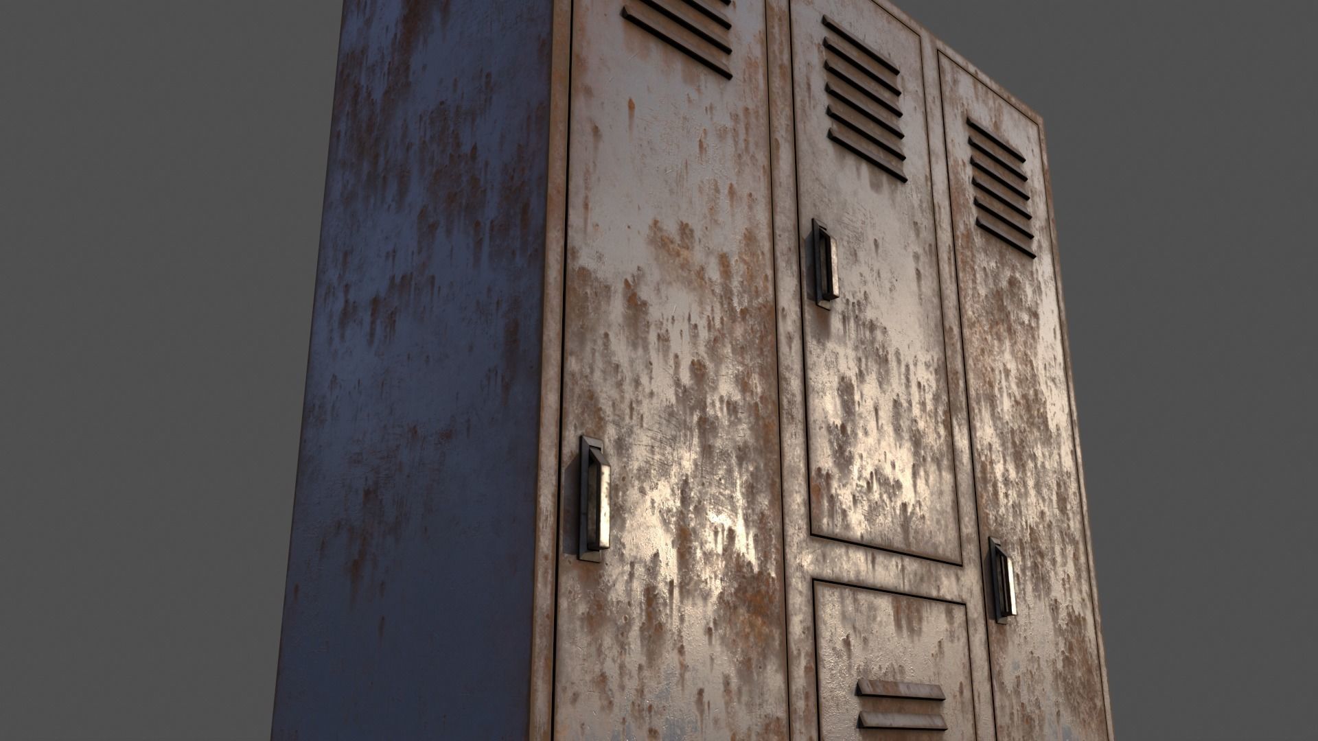 PBR School Gym Locker 05 - Grey Low-poly 3D model_16