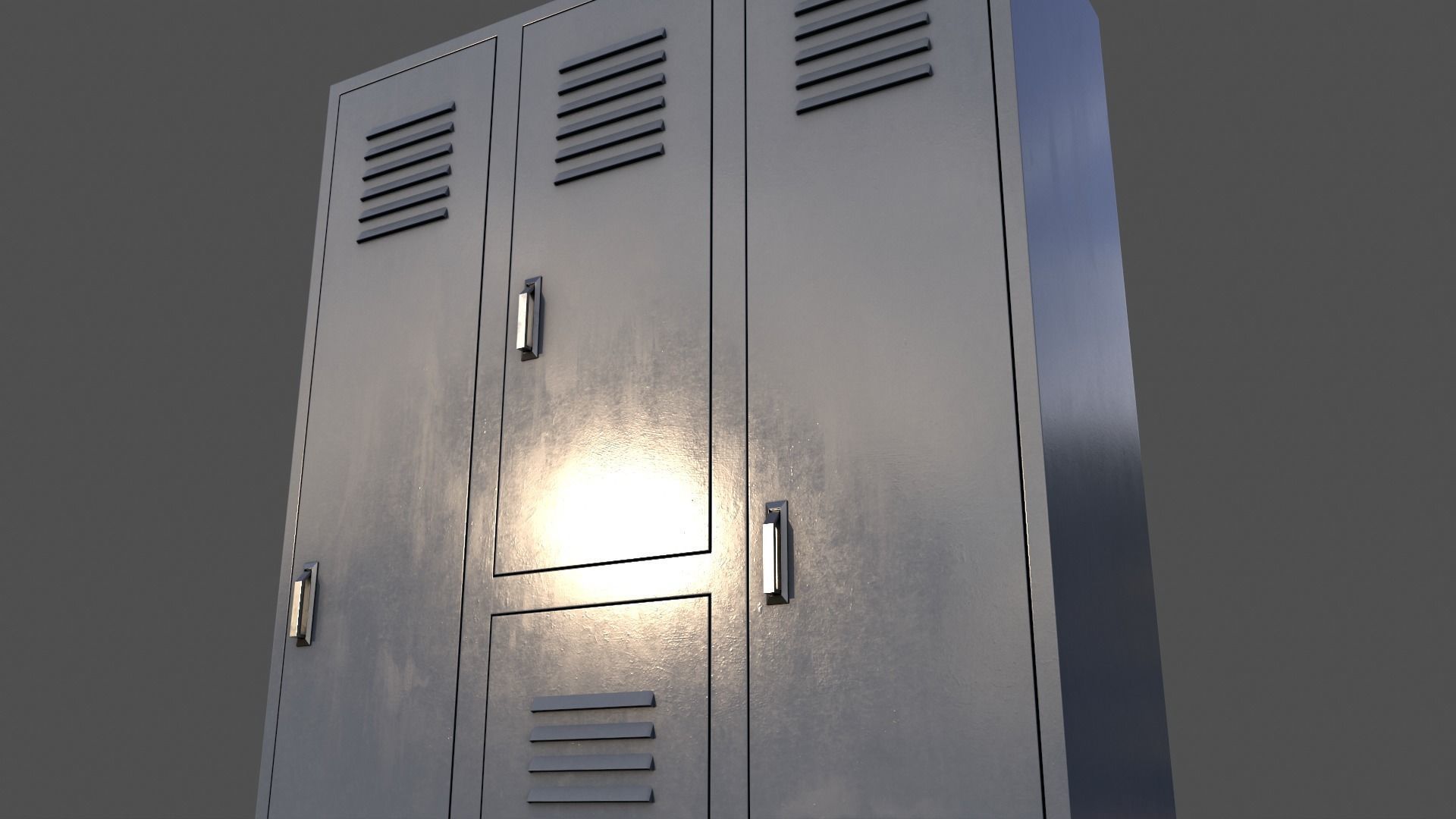 PBR School Gym Locker 05 - Grey Low-poly 3D model_17