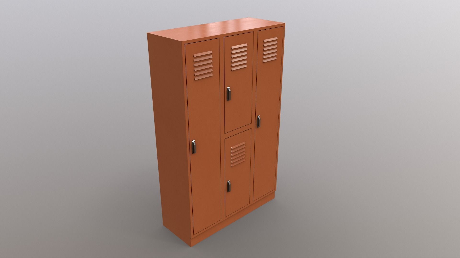 PBR School Gym Locker 05 - Orange Low-poly 3D model_11