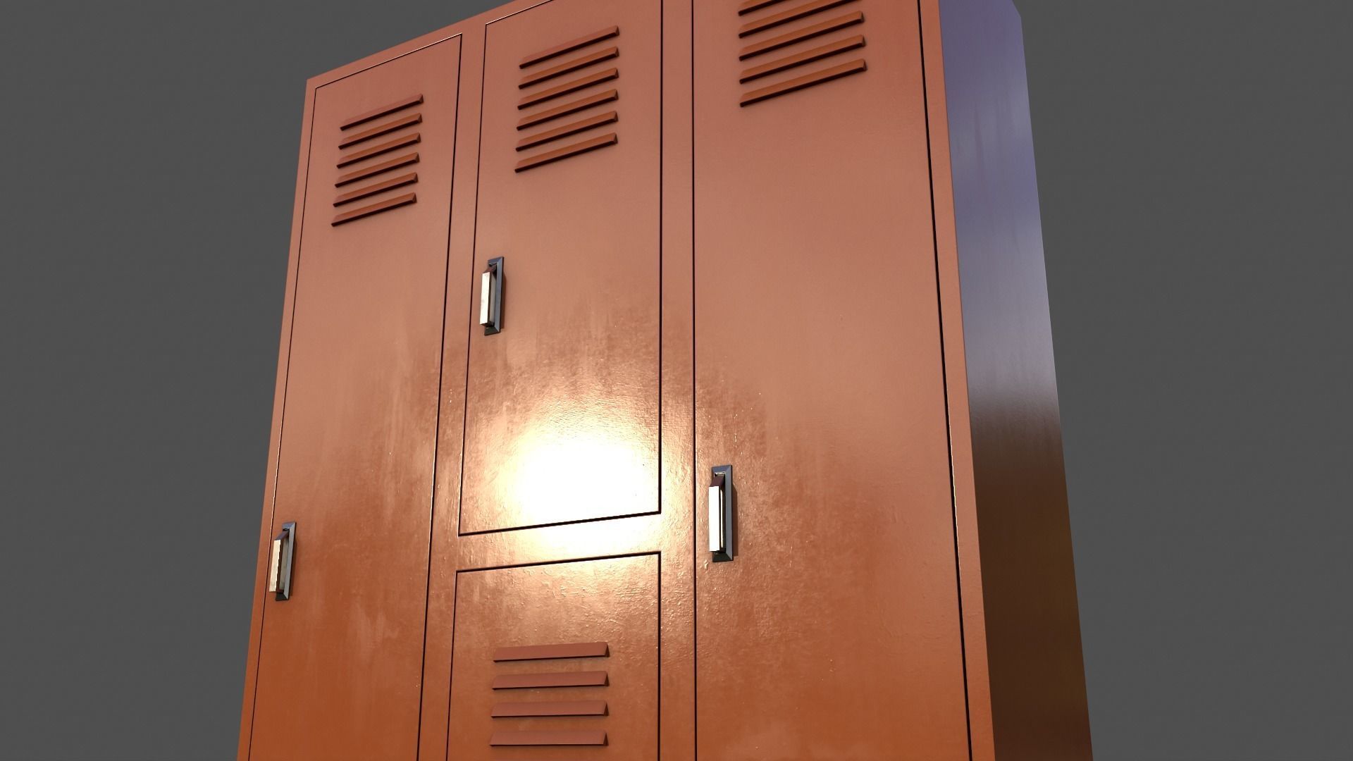 PBR School Gym Locker 05 - Orange Low-poly 3D model_17