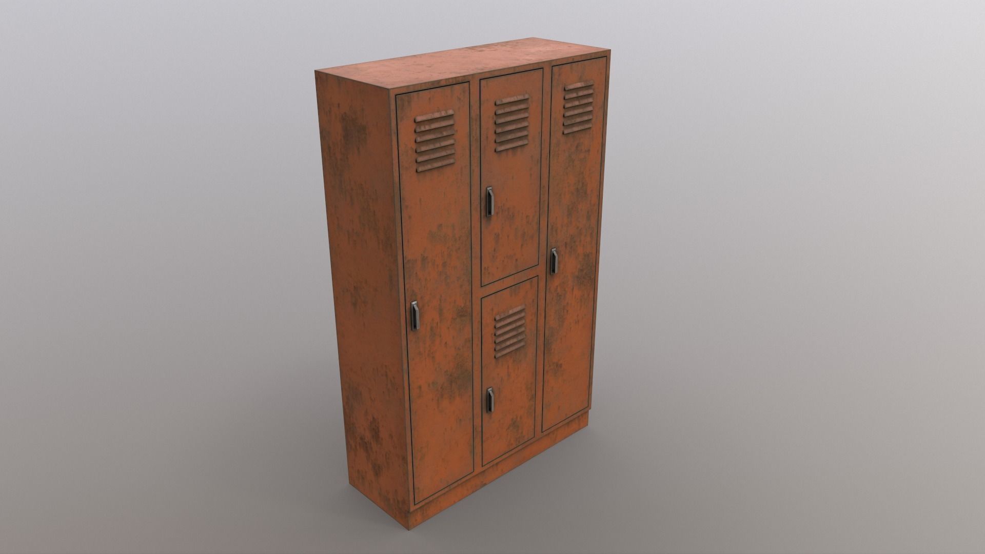 PBR School Gym Locker 05 - Orange Low-poly 3D model_13