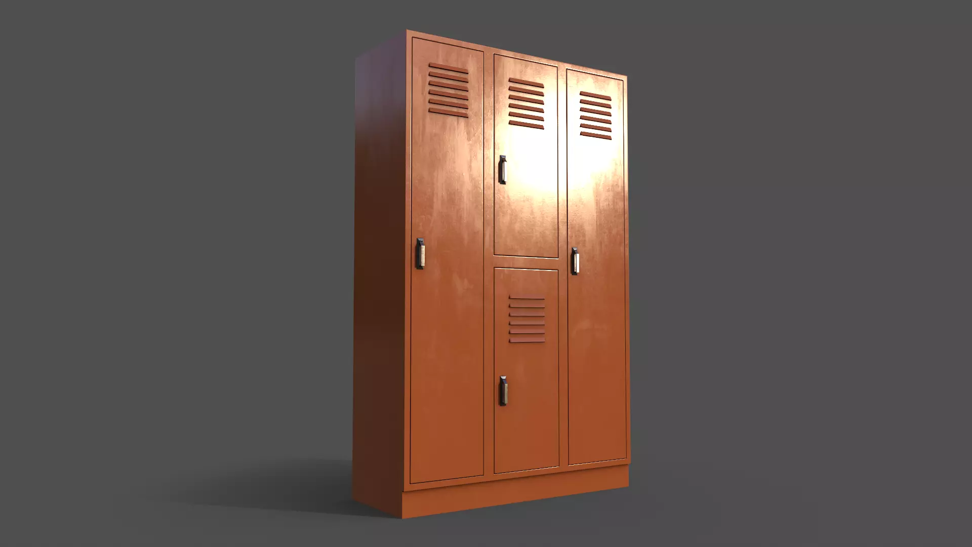 PBR School Gym Locker 05 - Orange Low-poly 3D model_0