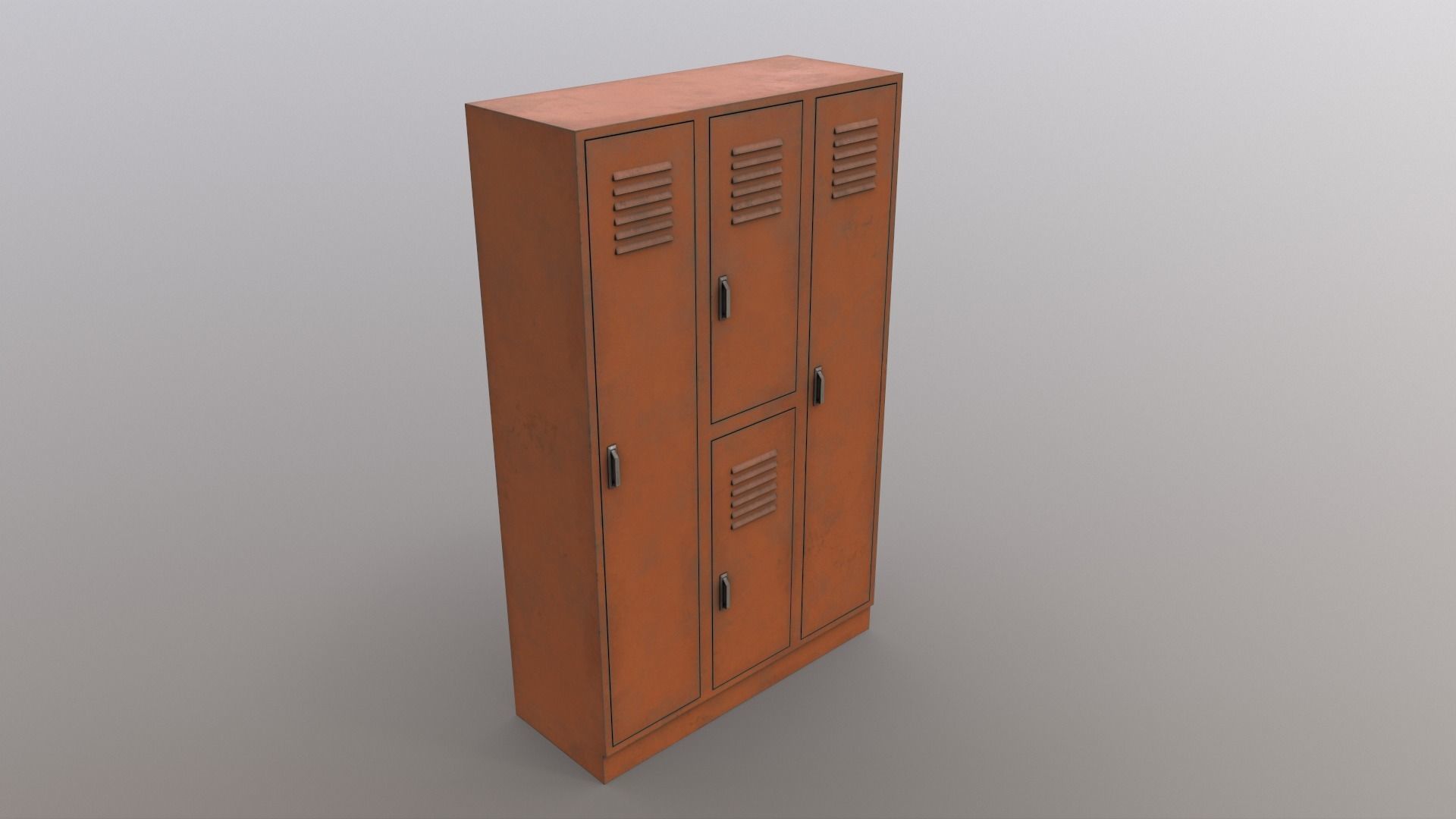 PBR School Gym Locker 05 - Orange Low-poly 3D model_12