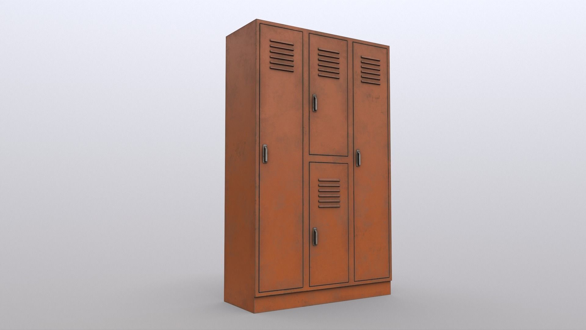 PBR School Gym Locker 05 - Orange Low-poly 3D model_9