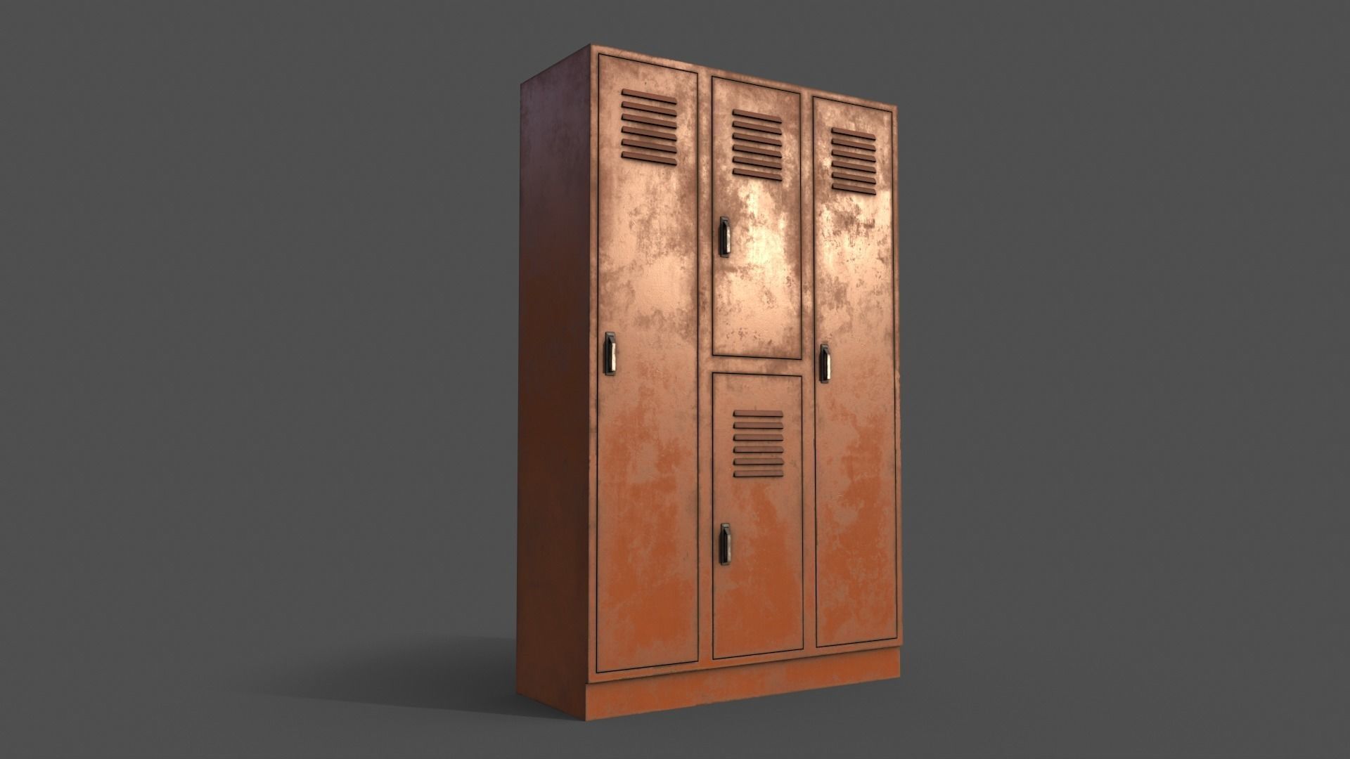 PBR School Gym Locker 05 - Orange Low-poly 3D model_3