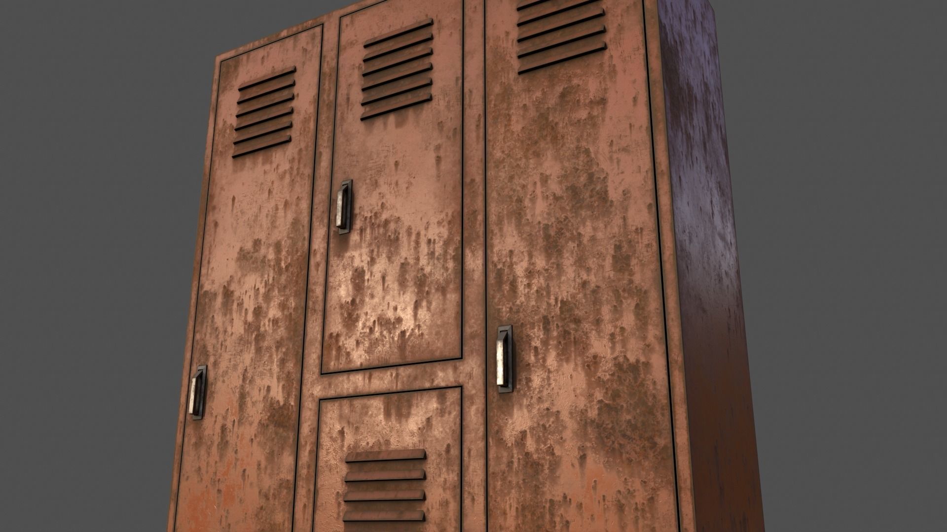 PBR School Gym Locker 05 - Orange Low-poly 3D model_19